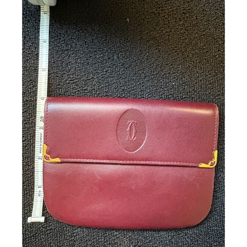 Cartier Burgundy Leather Pouch/Clutch - INCLUDES COA AND CHAIN - Picture 3 of 9